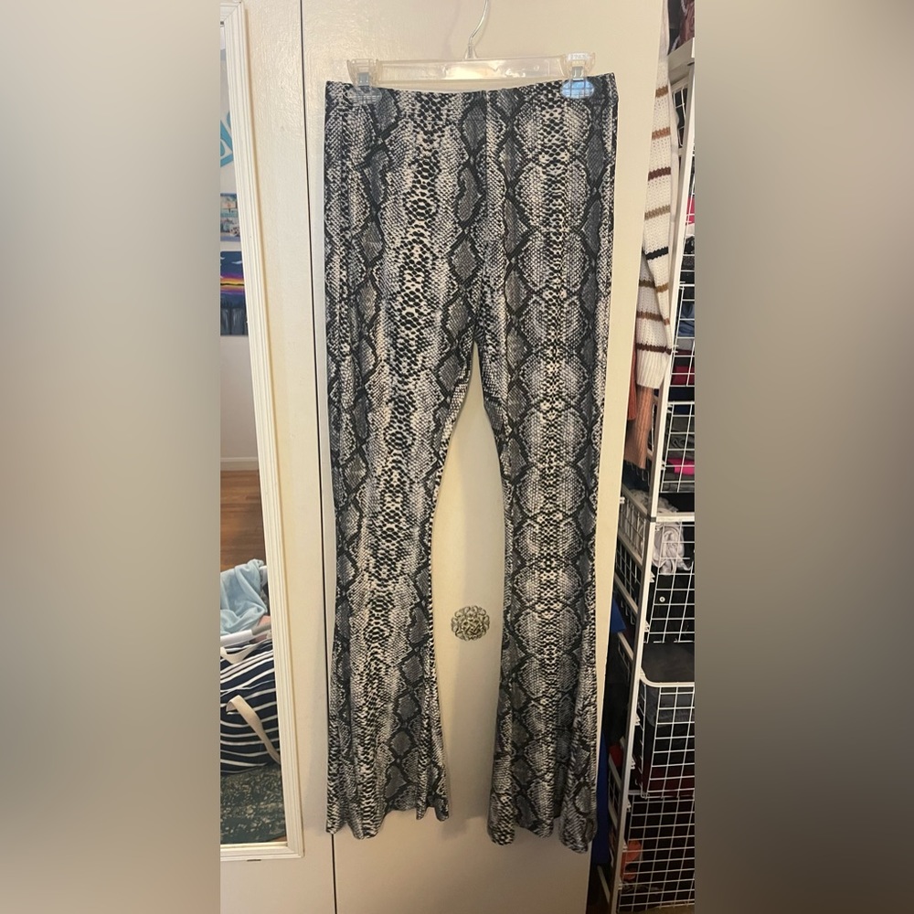SHEIN snake print flare pants